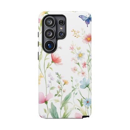 Watercolor Wildflower & Butterfly Phone Case - iPhone, Samsung, and Google case