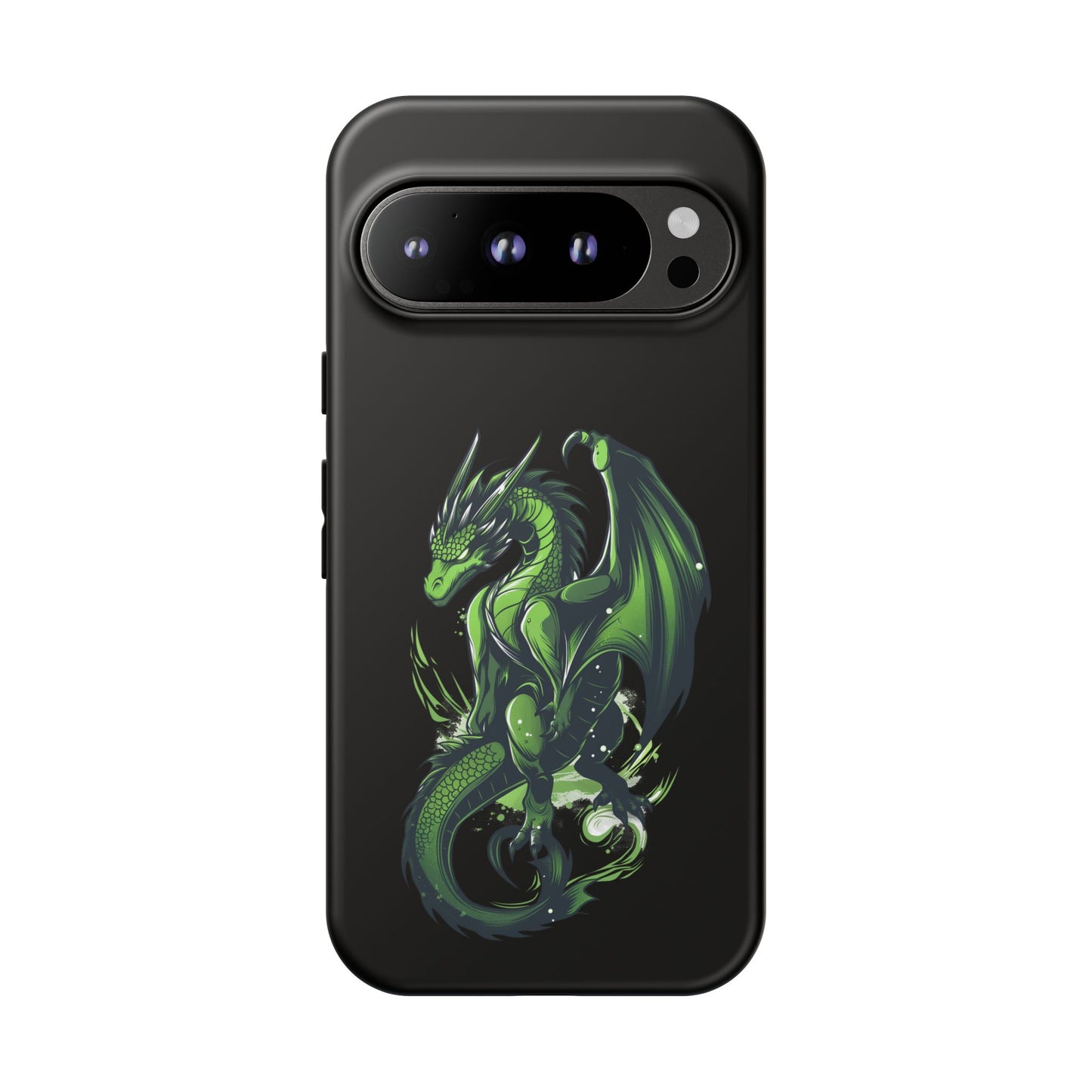 Tough Cases with Green Glowing Dragon design for iPhone, Samsung, and Google