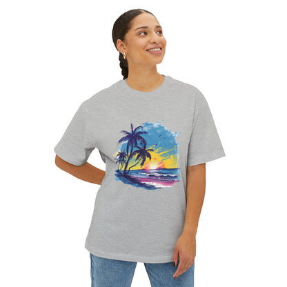 Sunset Beach Vibes Unisex Oversized Boxy Tee