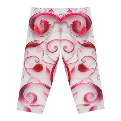 Women's Capri Leggings - Heartfelt Watercolor Leggings