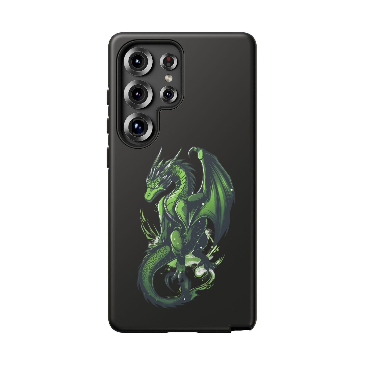 Tough Cases with Green Glowing Dragon design for iPhone, Samsung, and Google