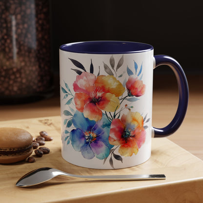 Oil colored  Wildflowers Accent Coffee Mug,  (11oz, 15oz)