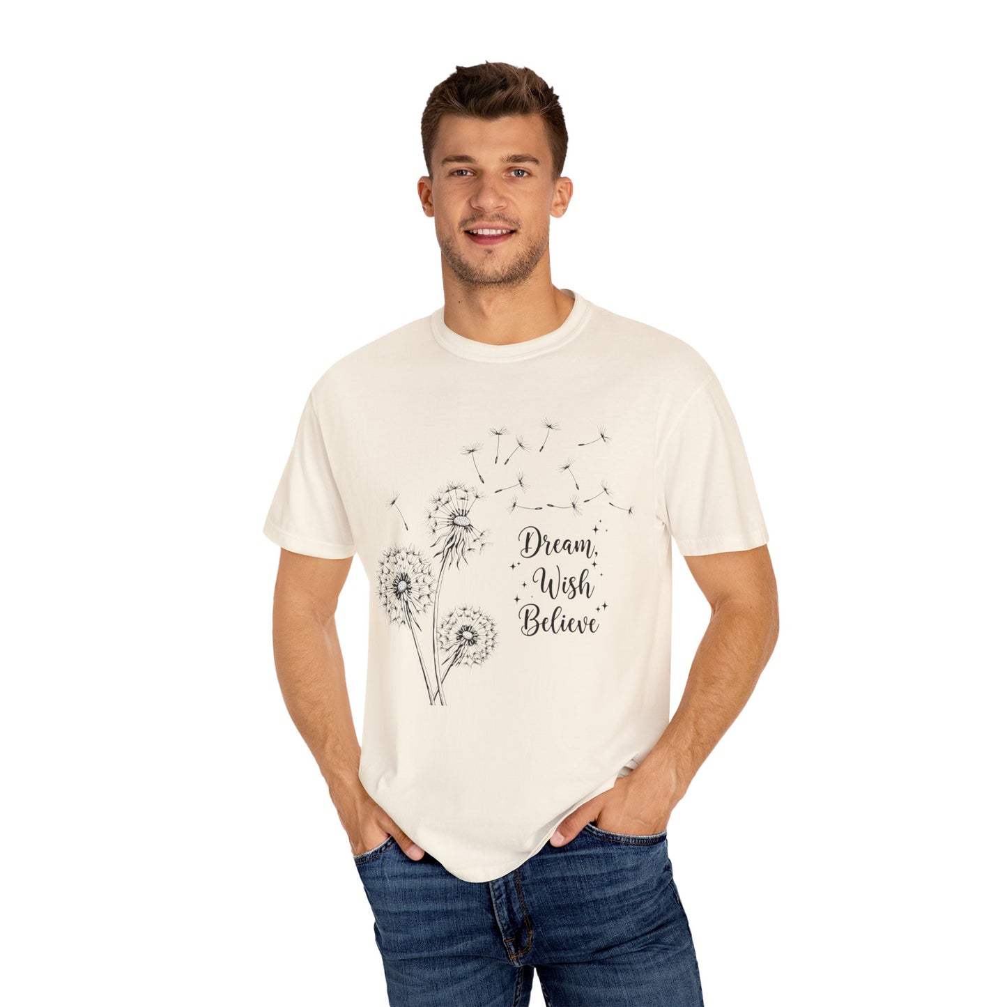 Inspirational Dandelion T-Shirt - Dream, Wish, Believe - Gift Tee