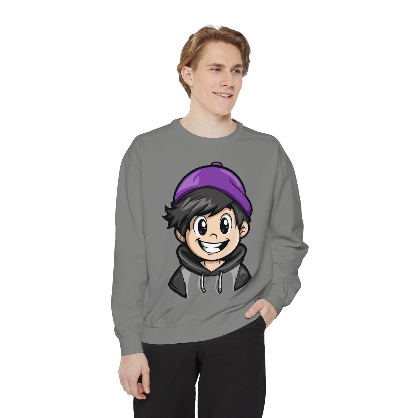 Men's Garment-Dyed Sweatshirt - Happy Vibes