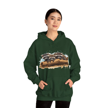 Cozy Raccoon Hooded Sweatshirt - Unisex Heavy Blend™- Raccoon in hoodie - Raccoon Hoodie with ears