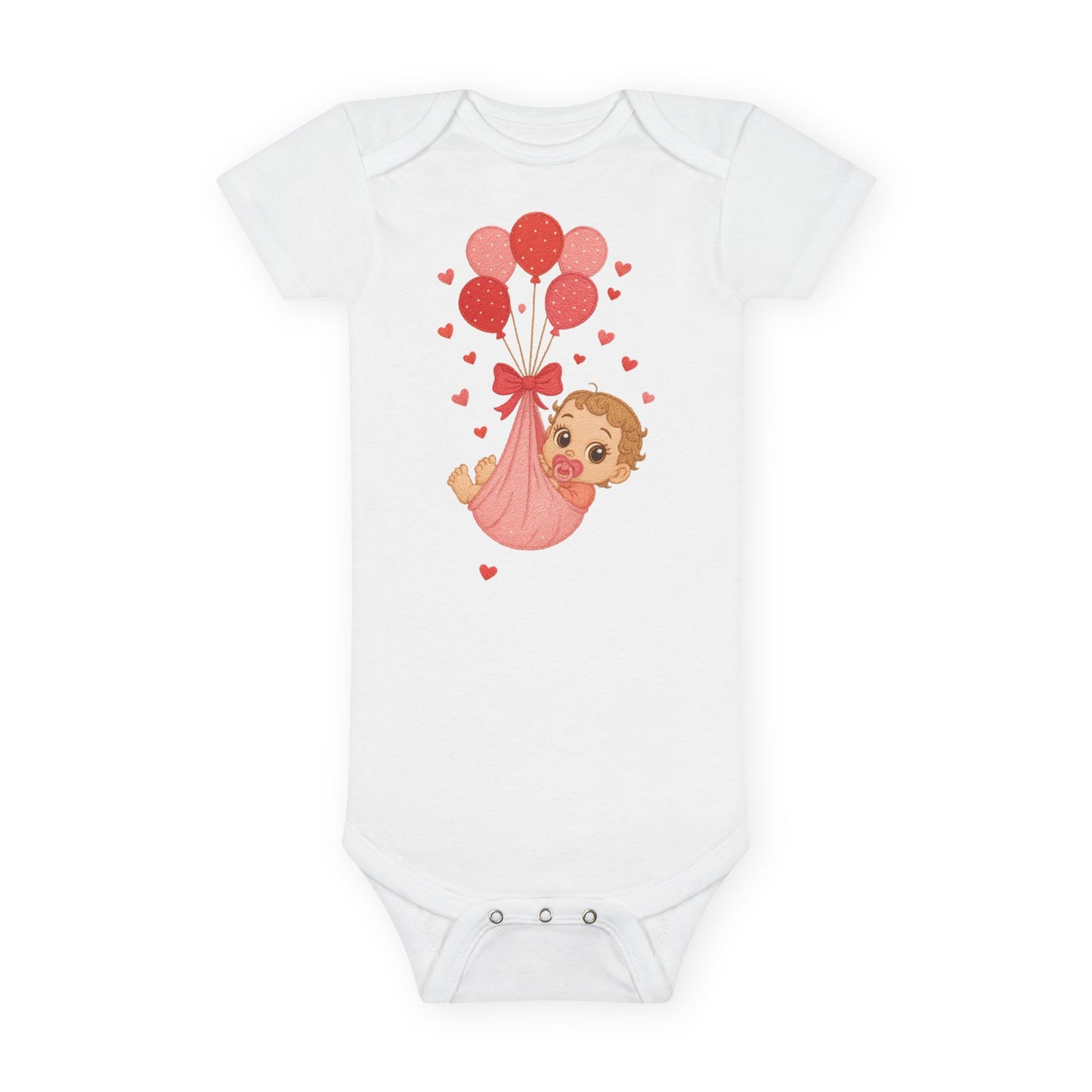 Air Delivery Organic Baby Onesie - One Cute Baby with Balloons Design Bodysuit for Girl