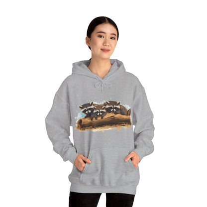 Cozy Raccoon Hooded Sweatshirt - Unisex Heavy Blend™- Raccoon in hoodie - Raccoon Hoodie with ears