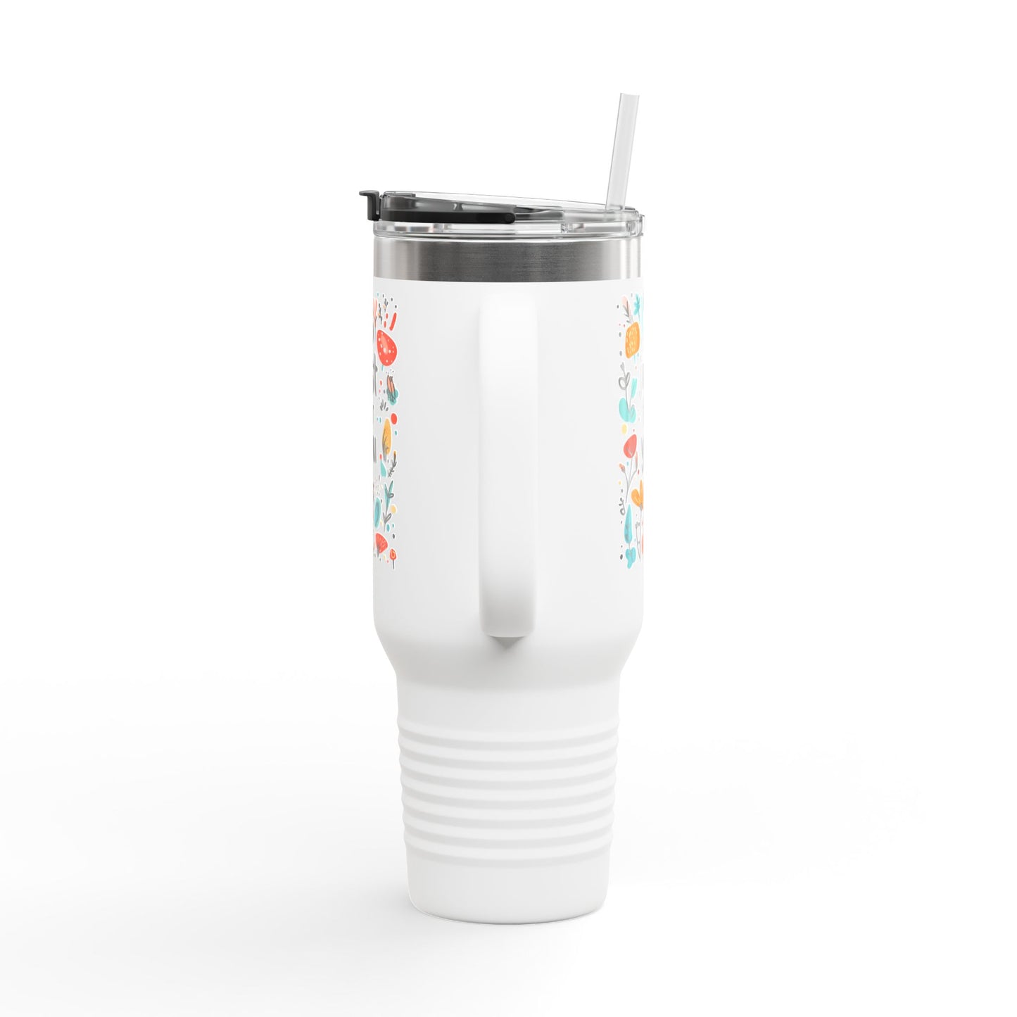 Just for You: 40oz Insulated Travel Mug with Colorful Floral Design
