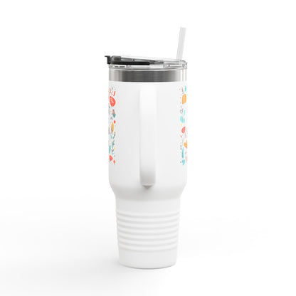 Just for You: 40oz Insulated Travel Mug with Colorful Floral Design