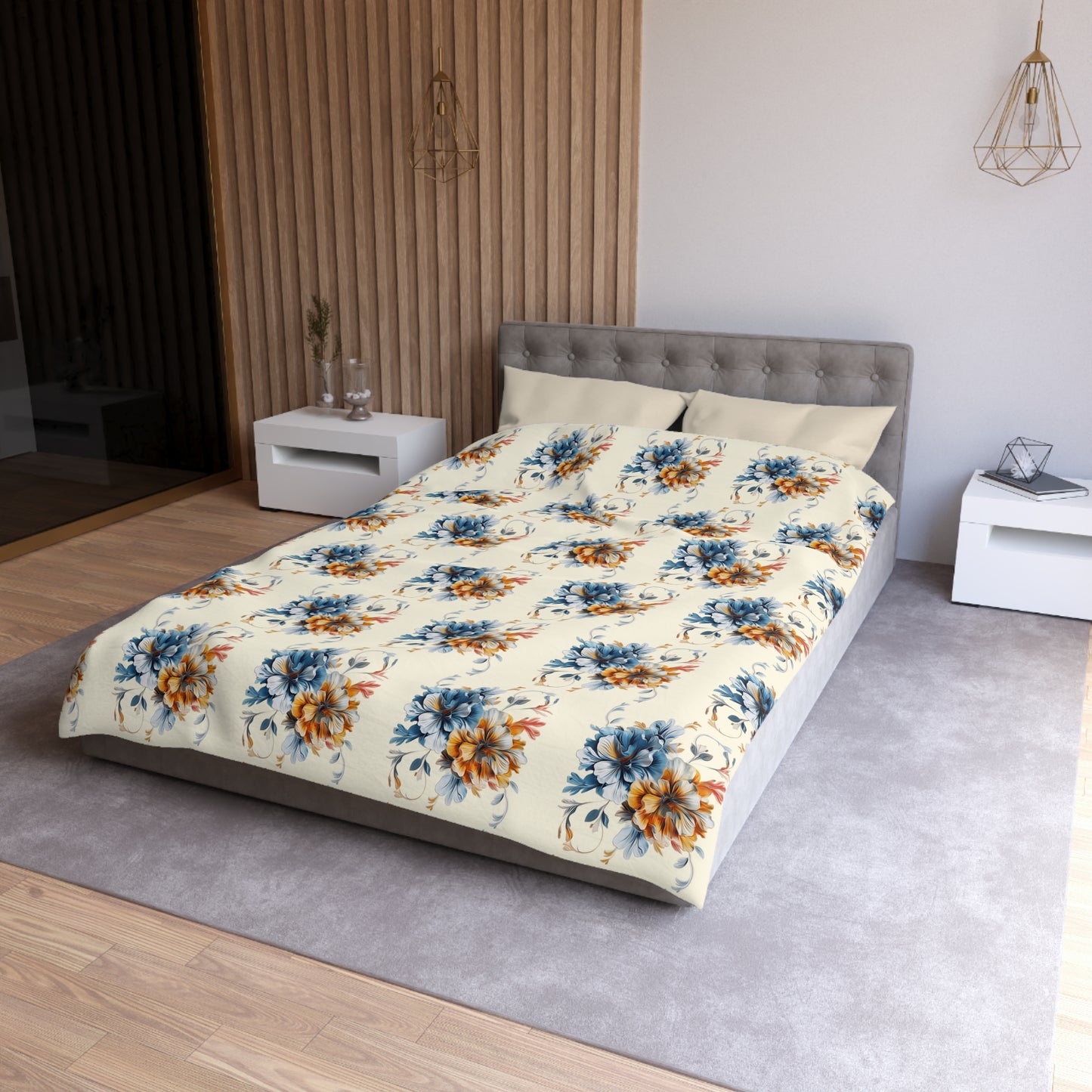 Floral Microfiber Duvet Cover, Soft Bedding Set, Cozy Home Decor, Nature-Inspired Bedroom, Spring Gift Idea