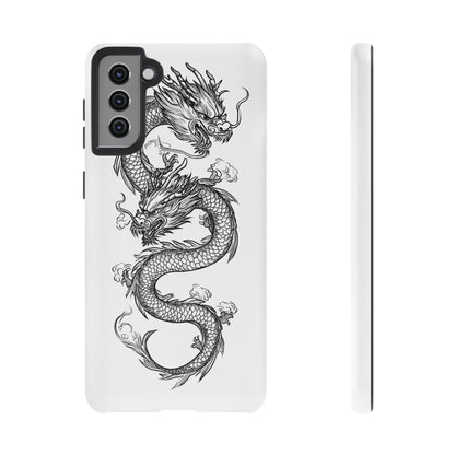 Dragons Phone Cases - Black Ink Tattoo Design of Dragons Tough Cases