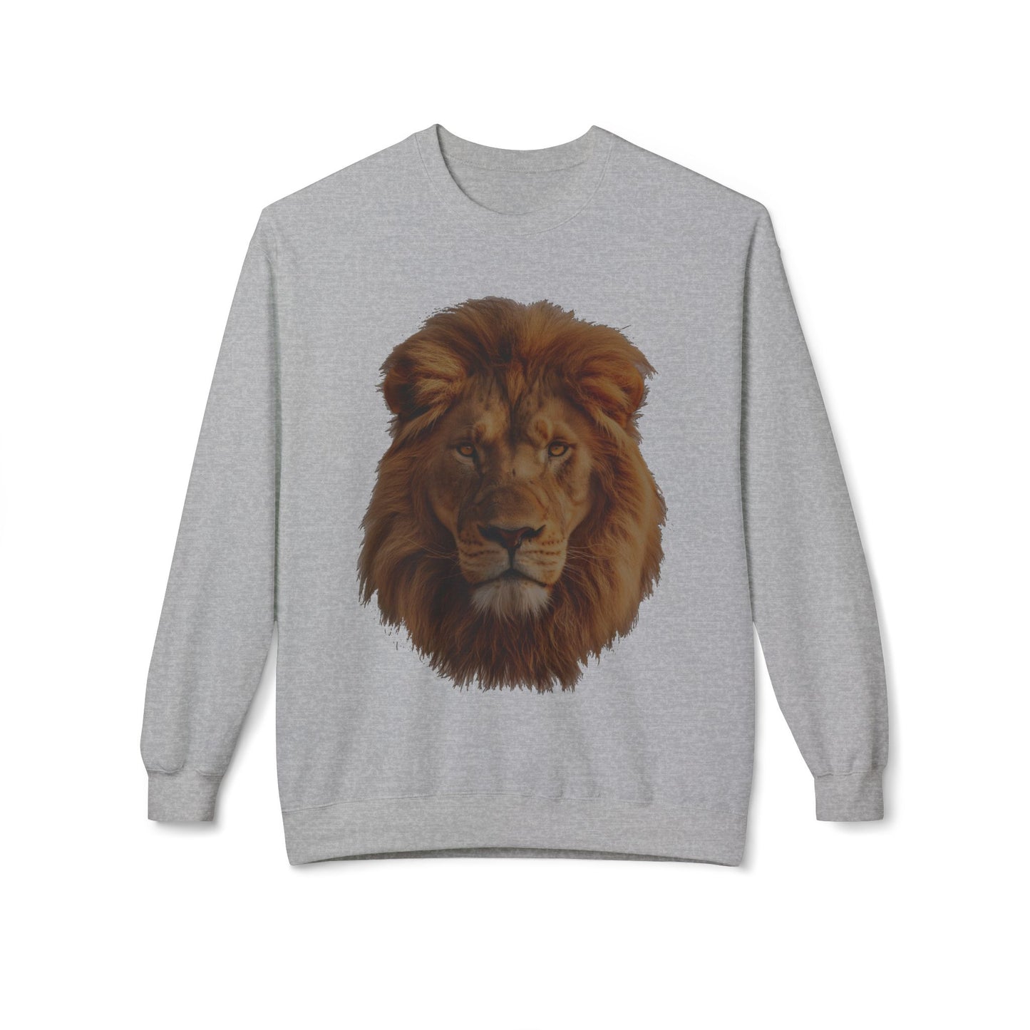 Unisex Midweight Soft style Fleece Crewneck Sweatshirt - Majestic Lion Design Sweatshirt