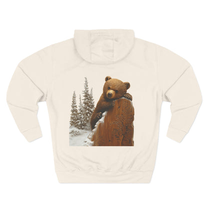 Three-Panel Fleece Hoodie with Bear Cub design - Winter Fleece Hoodie - Bear Cub Hoodie for Men and Women