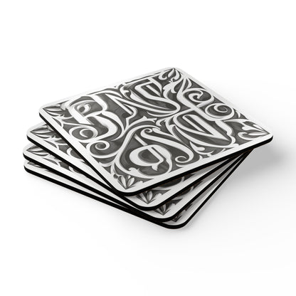 Elegant Corkwood Coaster Set | Decorative Drink Coasters with Intricate Design