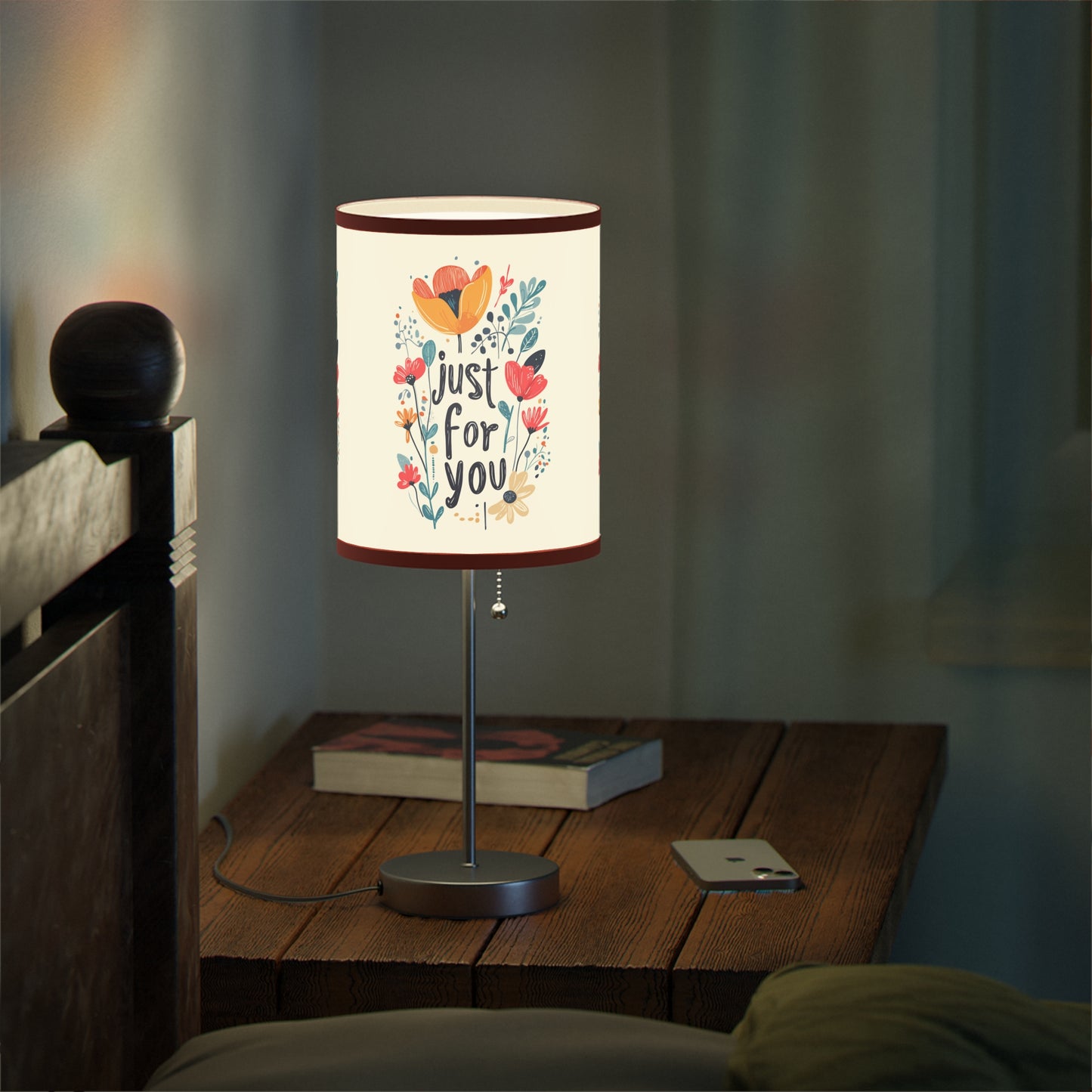 Floral Table Lamp - "Just For You" Design - Gift - Lamp on a Stand, US|CA plug - Table Lamps