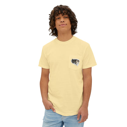 Garment-Dyed Pocket T-Shirt with Adorable Cat Design, Casual Wear, Gift for Cat Lovers, Summer Fashion, Everyday Essentials