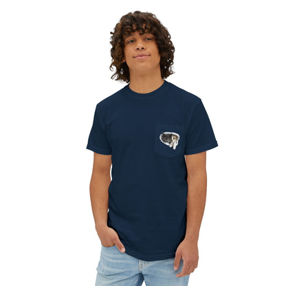 Garment-Dyed Pocket T-Shirt with Adorable Cat Design, Casual Wear, Gift for Cat Lovers, Summer Fashion, Everyday Essentials