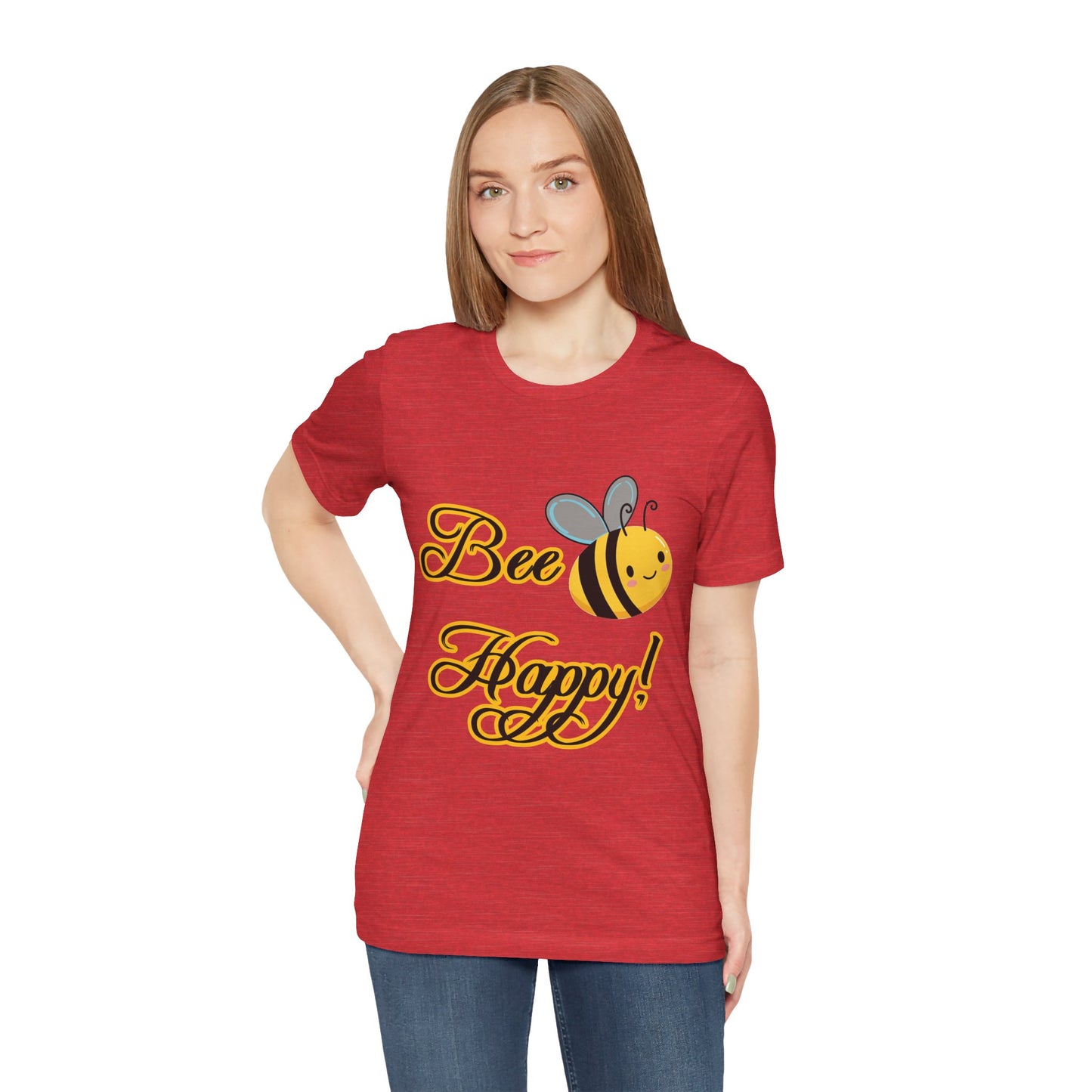 Bee Happy Unisex Jersey Tee - Cheerful Graphic T-Shirt for Positive Vibes