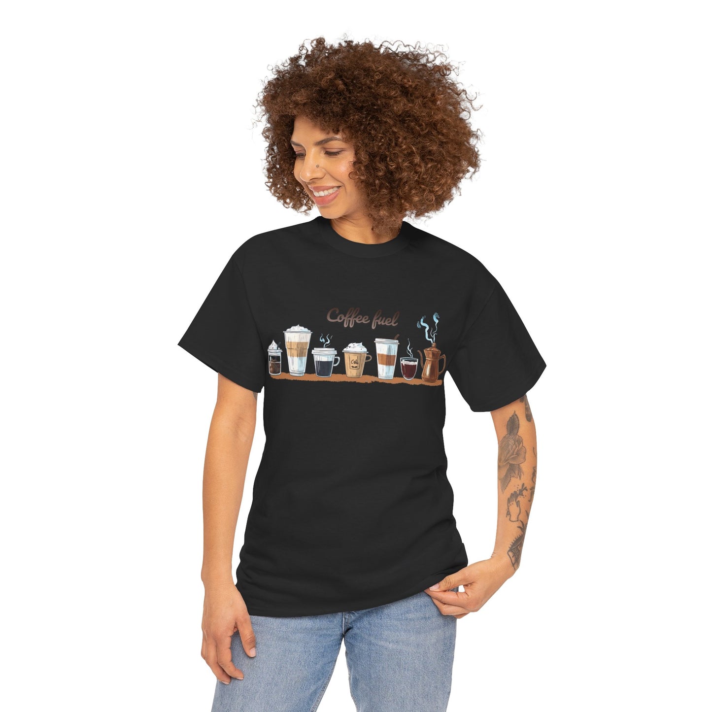 Coffee Cups T-shirt - Unisex Heavy Cotton Tee