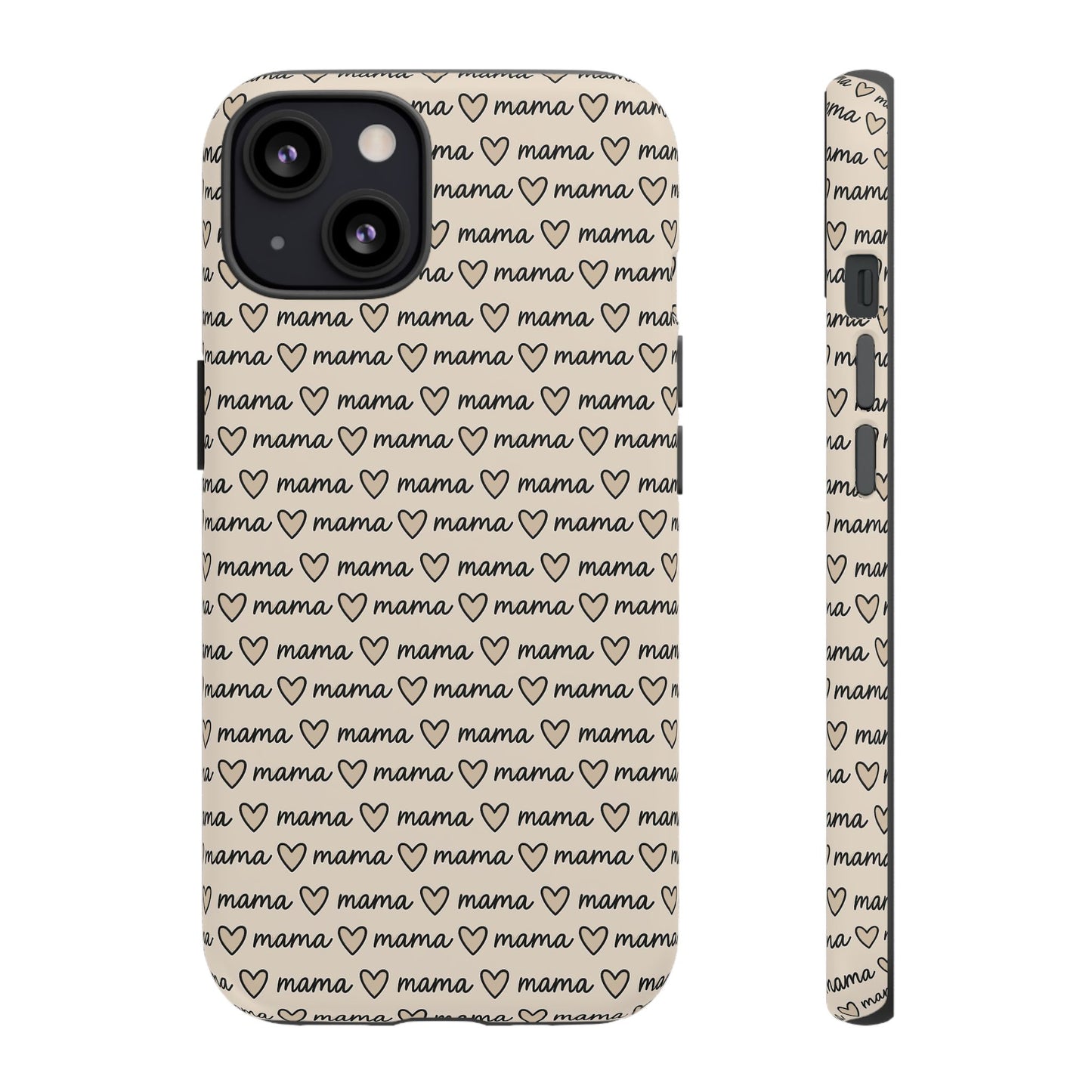 Mama Script Heart Pattern Phone Case