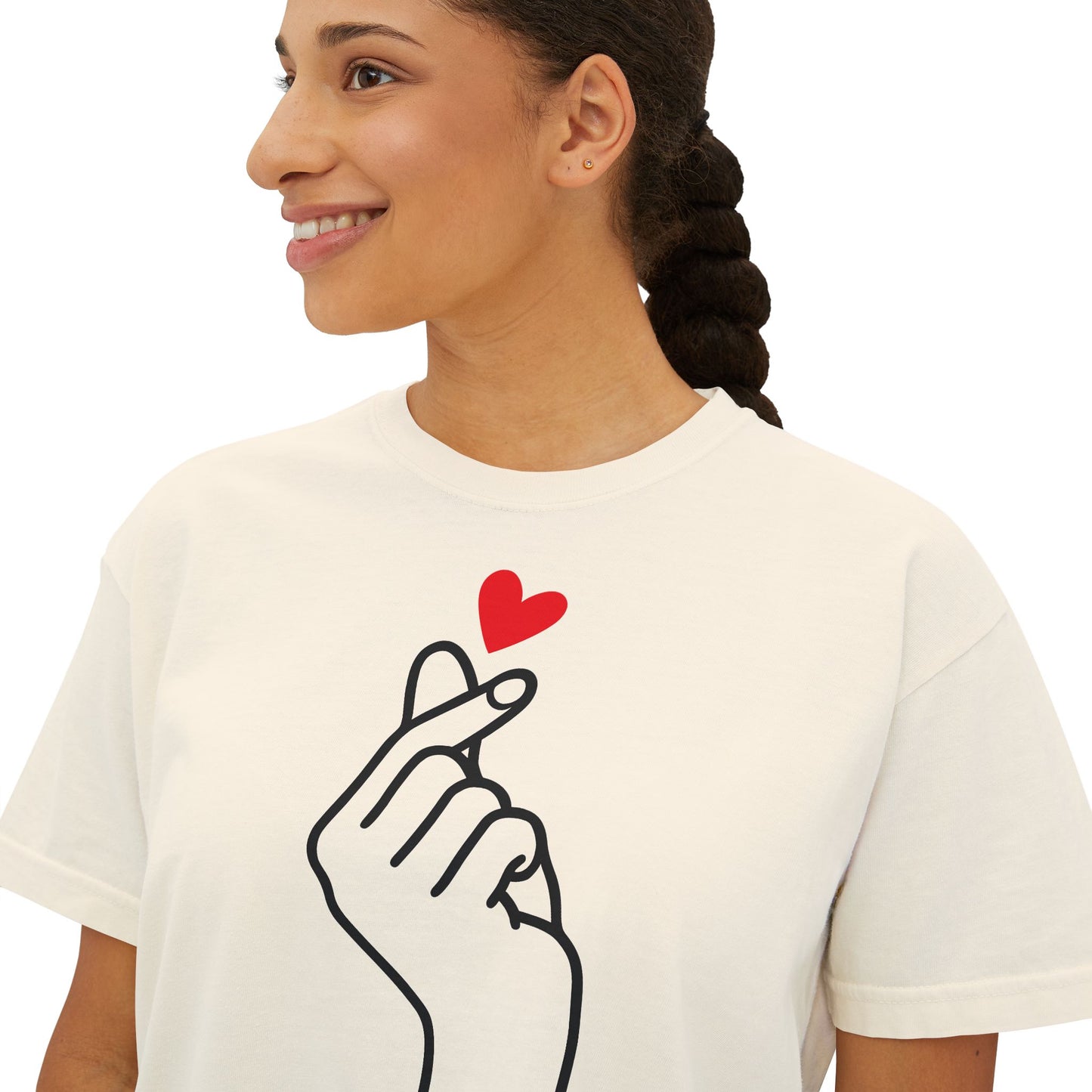 Women's Boxy Tee with Heart Design, Cute Casual T-Shirt, Gifts for Her, Love Themed Apparel, Easy Summer Style, Trendy Everyday Wear