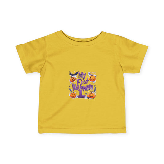 Infant Fine Jersey Tee - Spooky First Halloween - "My First Halloween" Cute Cartoon Design