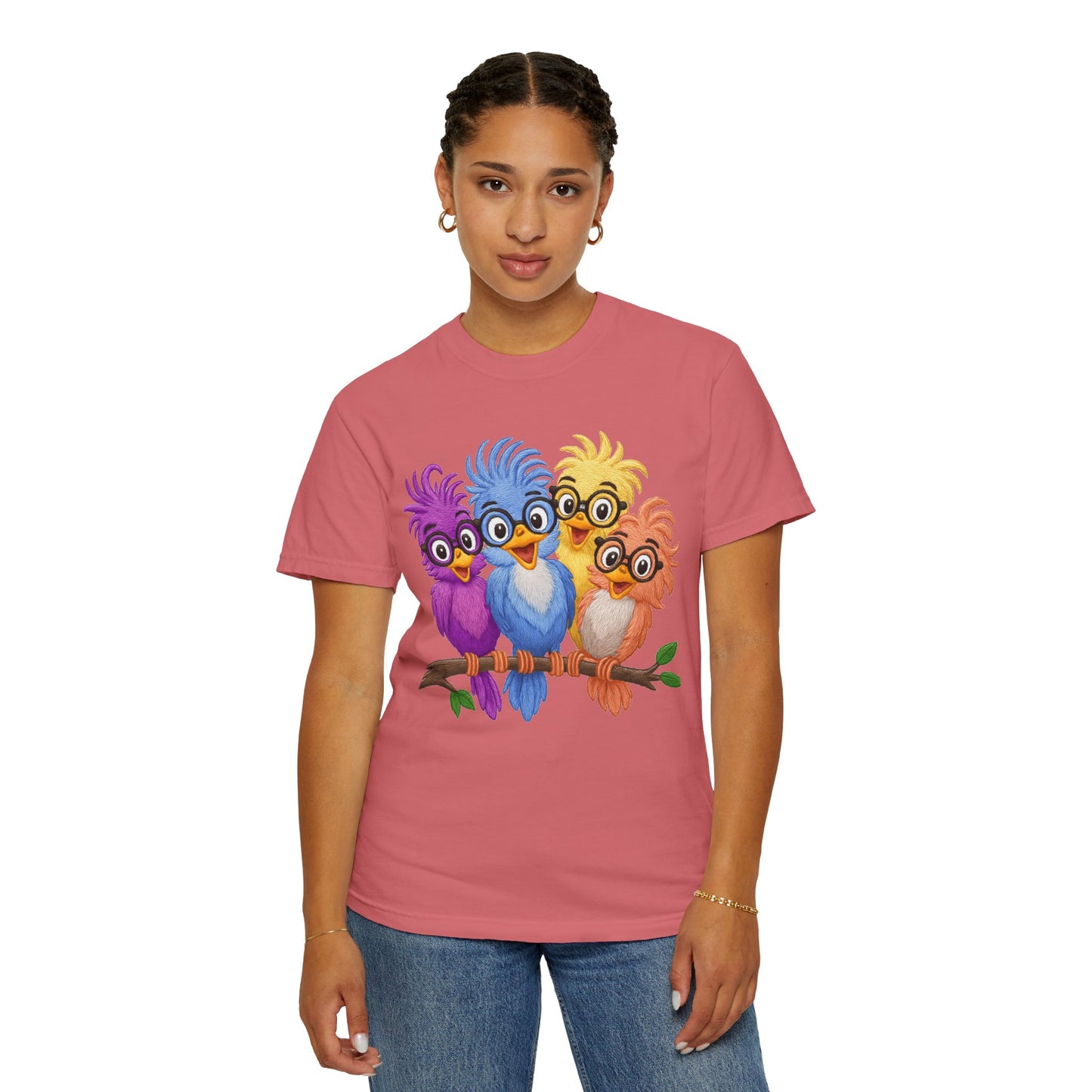 Colorful Bird Friends Women's T-Shirt - Fun & Playful Graphic Tee