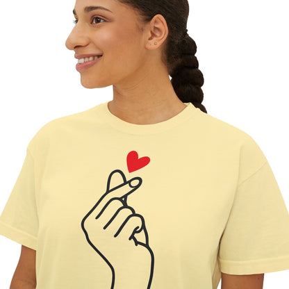 Women's Boxy Tee with Heart Design, Cute Casual T-Shirt, Gifts for Her, Love Themed Apparel, Easy Summer Style, Trendy Everyday Wear