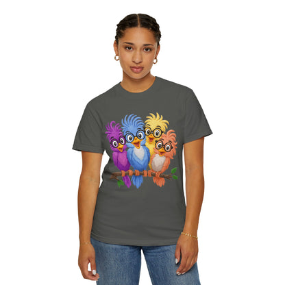 Colorful Bird Friends Women's T-Shirt - Fun & Playful Graphic Tee