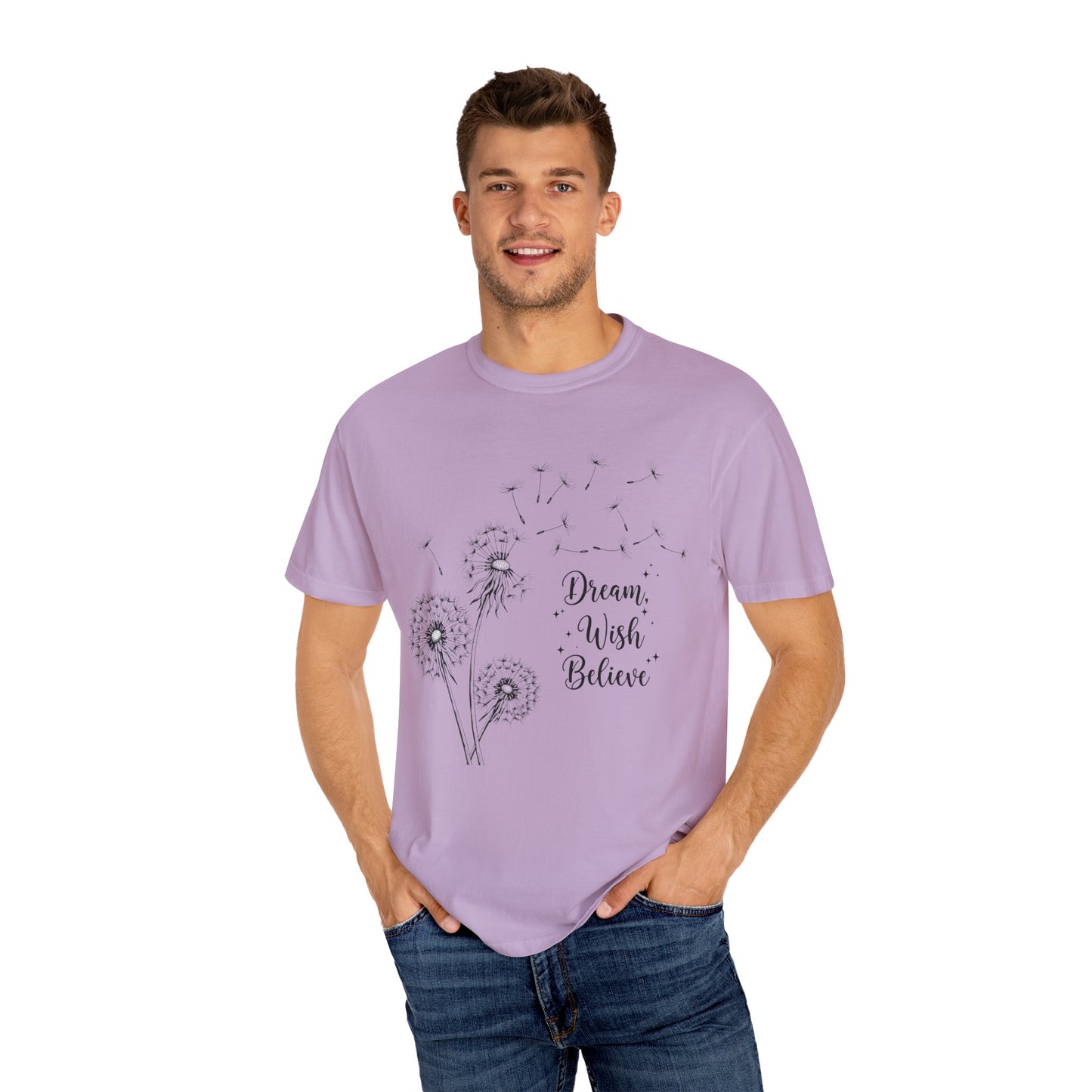 Inspirational Dandelion T-Shirt - Dream, Wish, Believe - Gift Tee