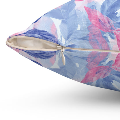 Decorative Pillow - Colorful Pastel Leaves in Pink & Blue Tones