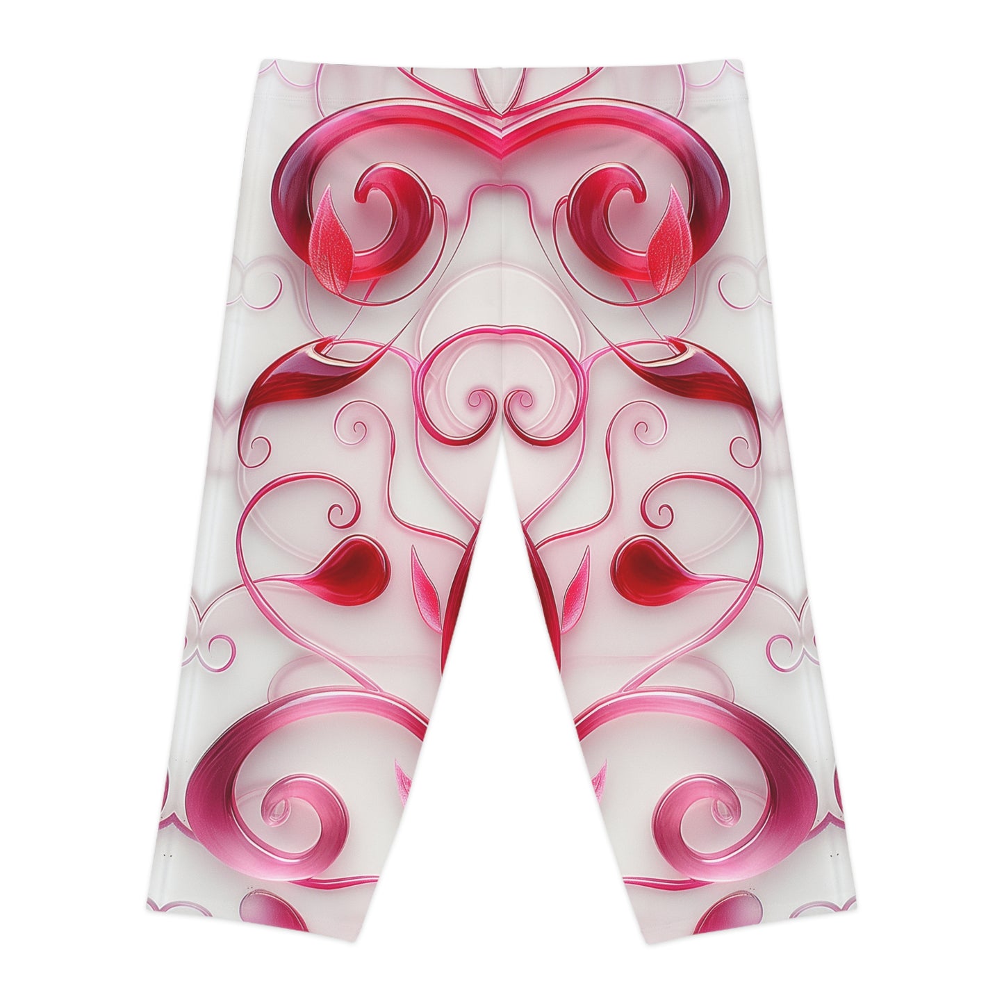 Women's Capri Leggings - Heartfelt Watercolor Leggings