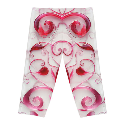 Women's Capri Leggings - Heartfelt Watercolor Leggings