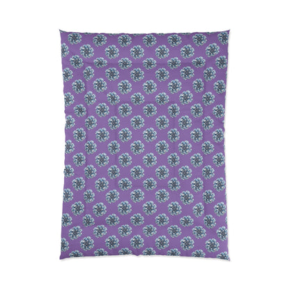 Light Purple Cozy Throw Blanket with Striped Floral Design
