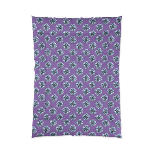 Light Purple Cozy Throw Blanket with Striped Floral Design