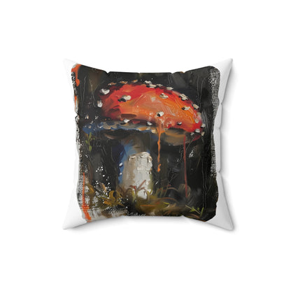Mushroom Oil colored Square Cushion (White Background)