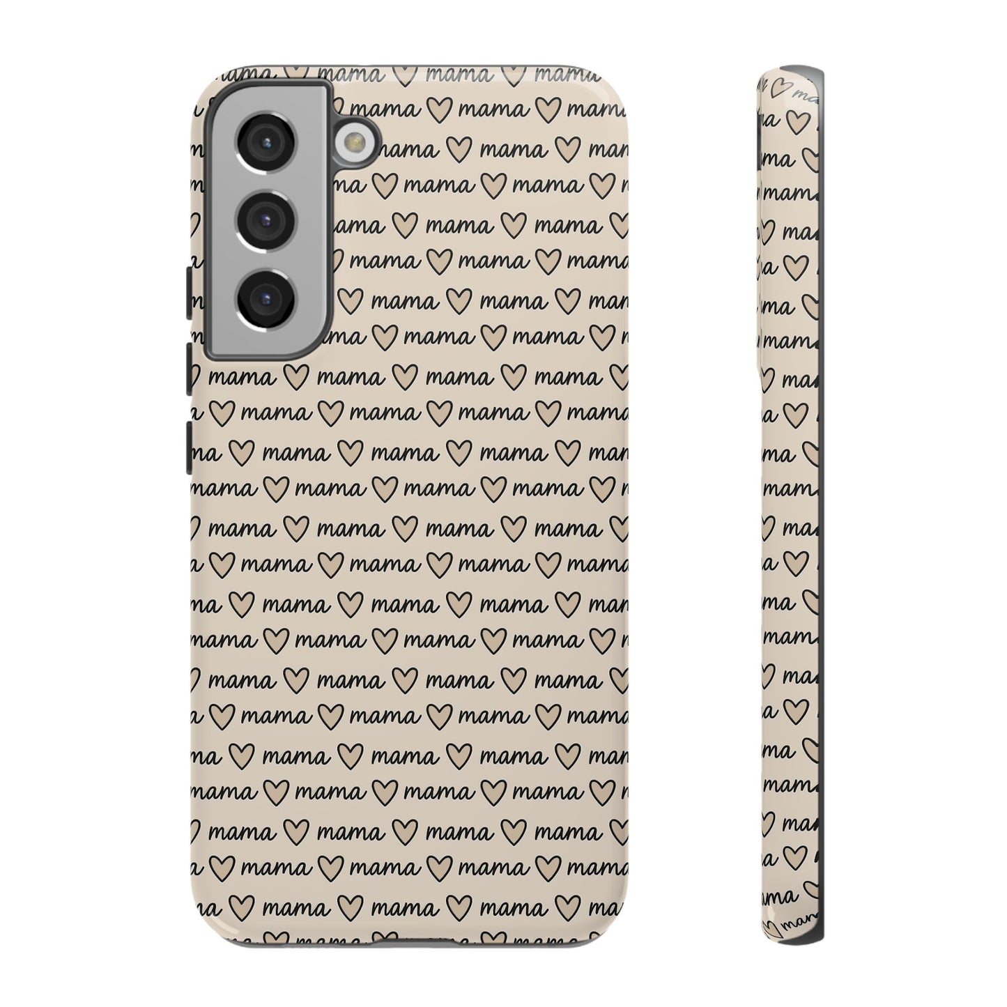 Mama Script Heart Pattern Phone Case