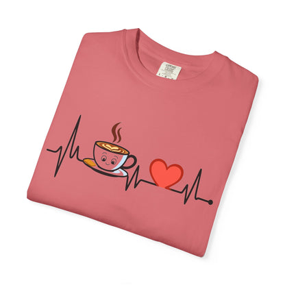 Cute Coffee Heartbeat T-Shirt, Unisex Tee for Coffee Lovers, Gift for Baristas, Casual Wear, Perfect for Birthdays and Holidays