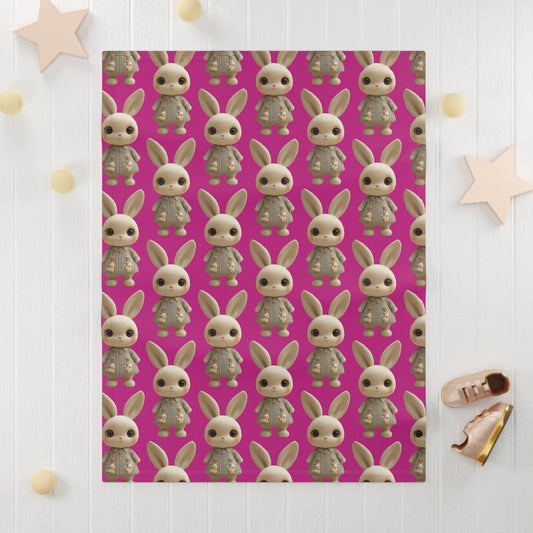 Soft Pink Fleece Baby Blanket - Rabbit Baby Blanket
