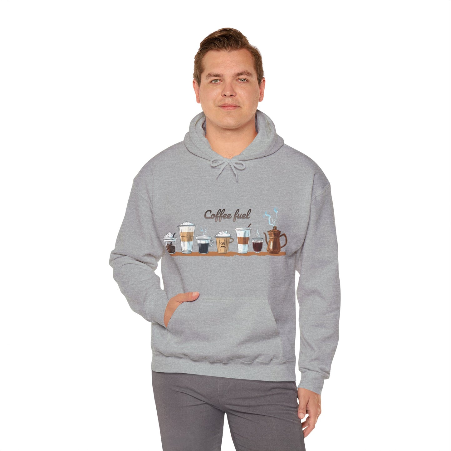 Unisex Heavy Blend™ Hooded Sweatshirt - Coffee Lovers Unisex Hoodie - Cozy Coffee Cups Design Hoodie for Men and Women