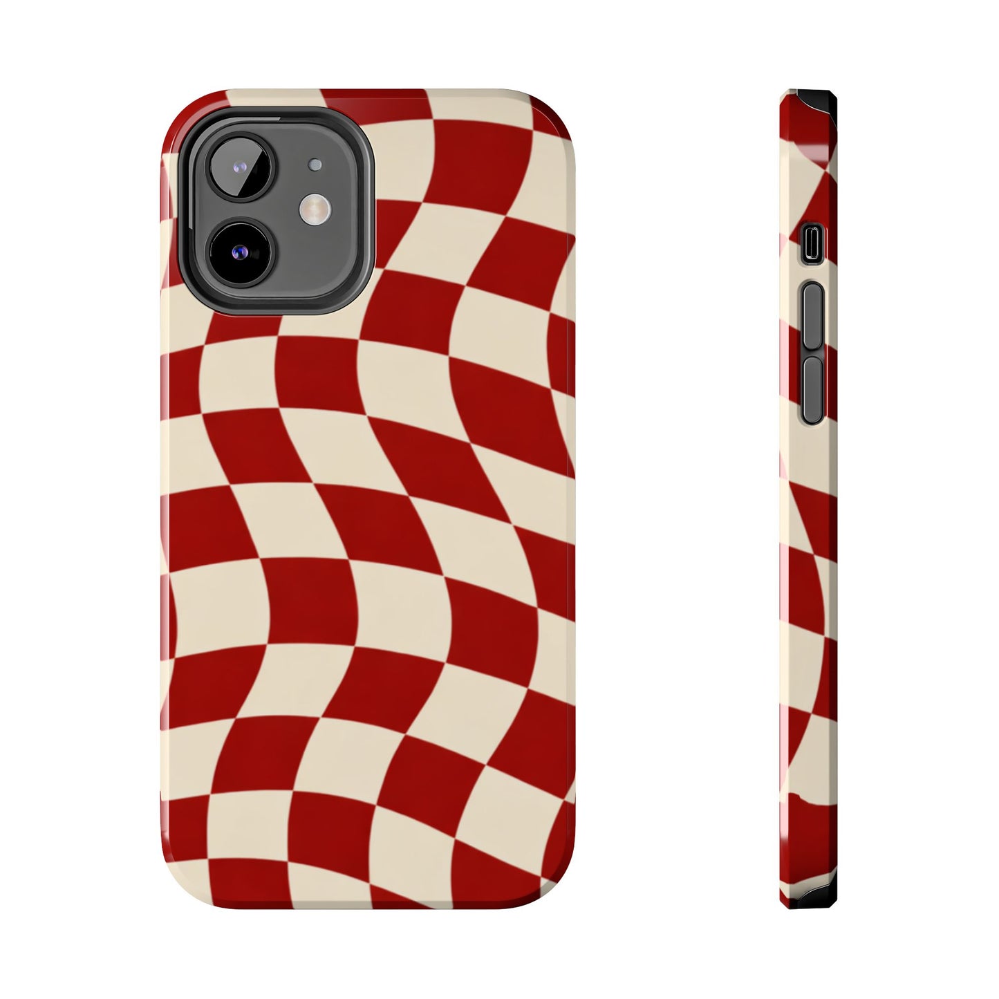 Red Wavy Checker Phone Case