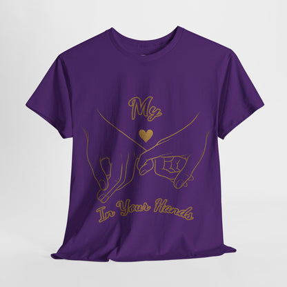 Cute Couples Unisex Heavy Cotton Tee - 'My Heart in Your Hands' design T-shirt