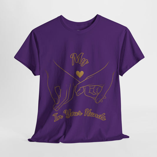Cute Couples Unisex Heavy Cotton Tee - 'My Heart in Your Hands' design T-shirt
