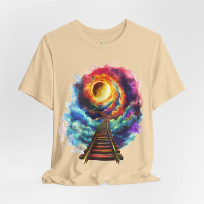 Unisex T-Shirt with 3D Watercolor Universe and an Abstract Representation with a Sun