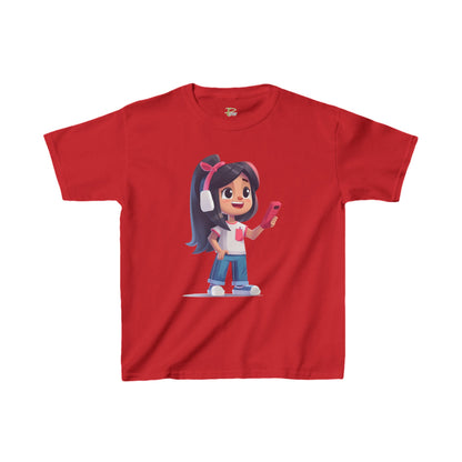 Youth Heavy Cotton™ Tee - Youth Heavy Cotton™ Tee with Design of Smiling Girl Holding a Red Phone