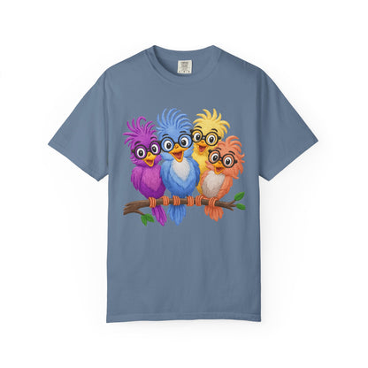 Colorful Bird Friends Women's T-Shirt - Fun & Playful Graphic Tee