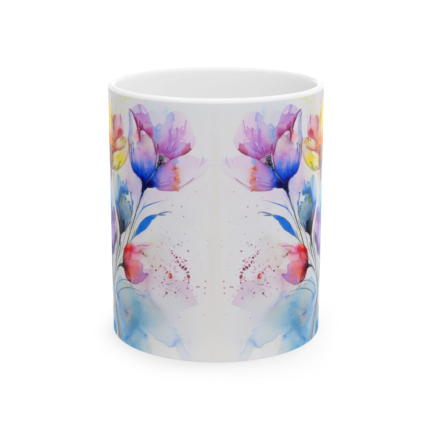 Ceramic Mug, Watercolor Artistic Florals, (11oz, 15oz)
