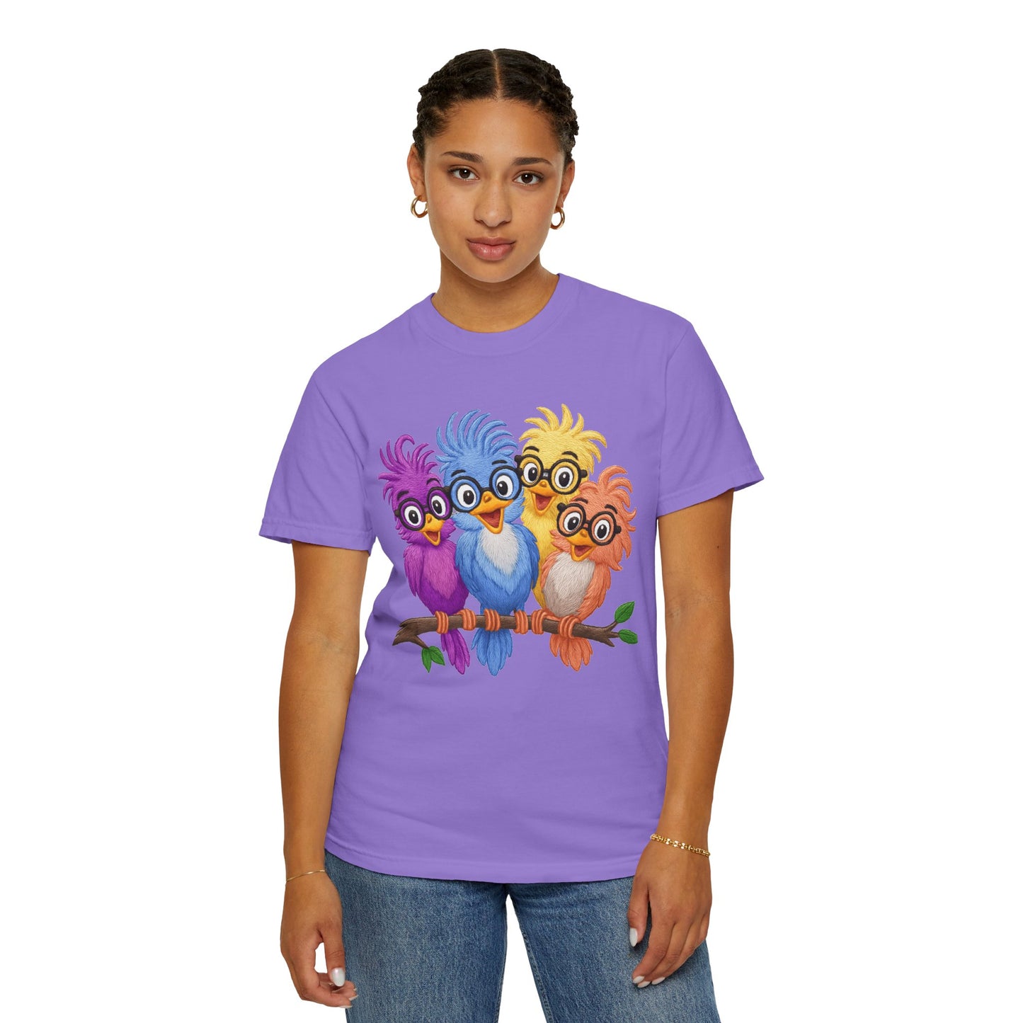 Colorful Bird Friends Women's T-Shirt - Fun & Playful Graphic Tee