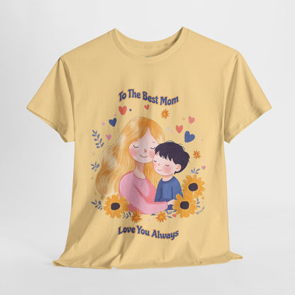 Mother & Child Love Heavy Cotton Tee - Floral Design T-Shirt - Mother's day Gift - Birthday Gift for Mom