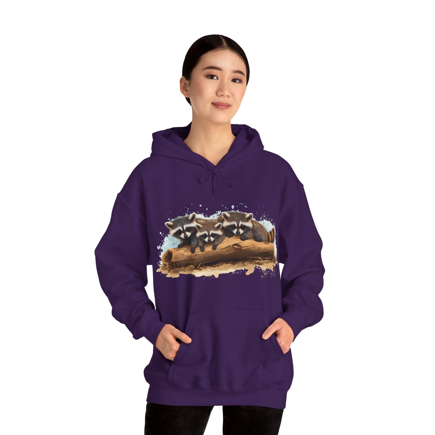 Cozy Raccoon Hooded Sweatshirt - Unisex Heavy Blend™- Raccoon in hoodie - Raccoon Hoodie with ears